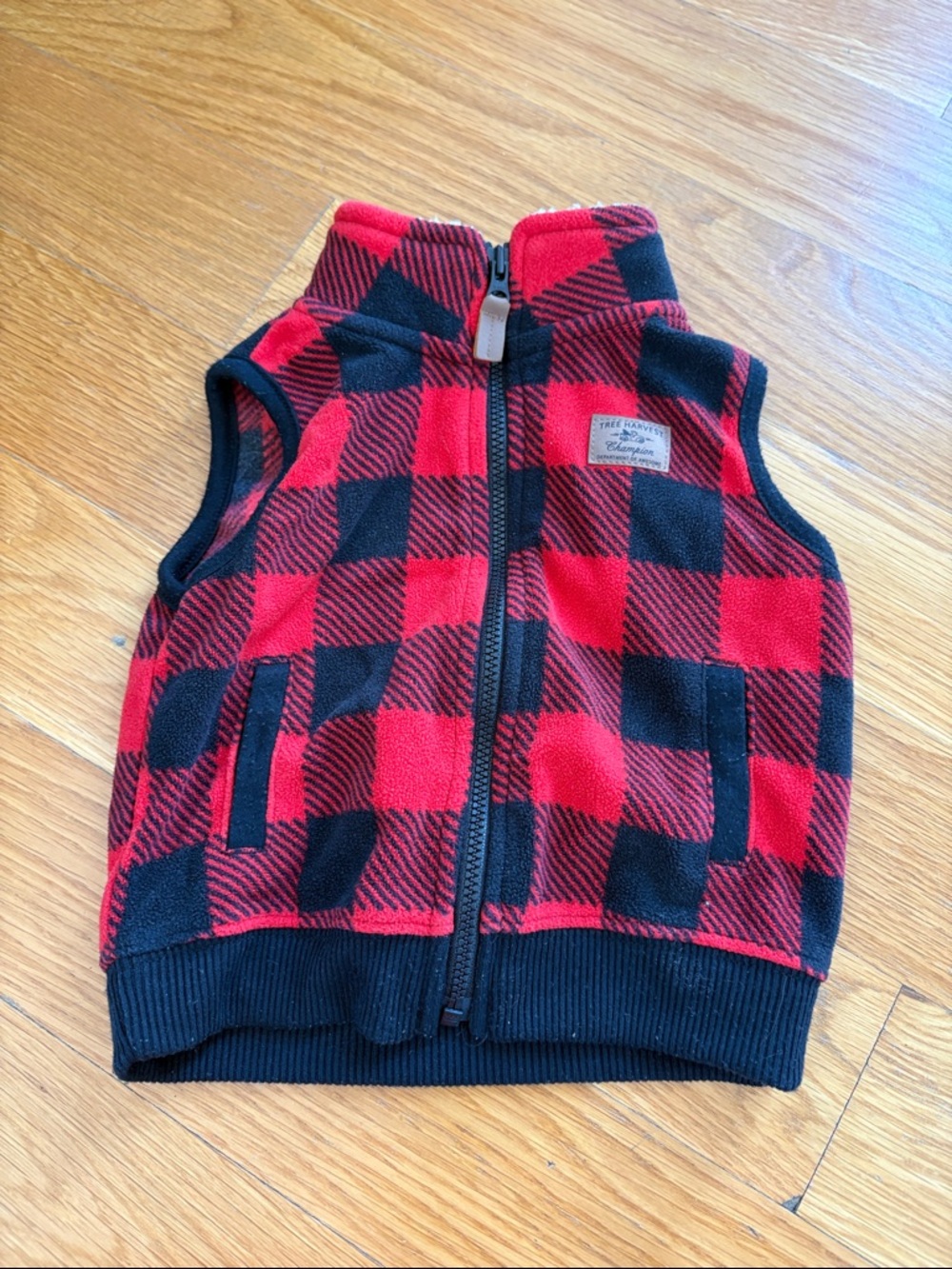 Carter's Red and Black Buffalo Plaid Fleece Vest